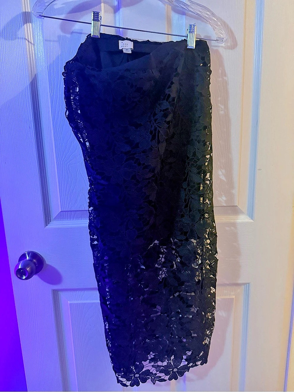 Lace Midi Skirt Black XS
